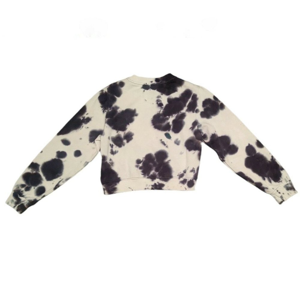 True Religion Sunset Tie Dye Black/White Crewneck Sweatshirt Cropped Small NWT - Picture 2 of 9